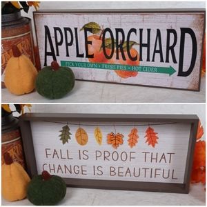 NWT Fall Reversible Wooden Mantel Sign